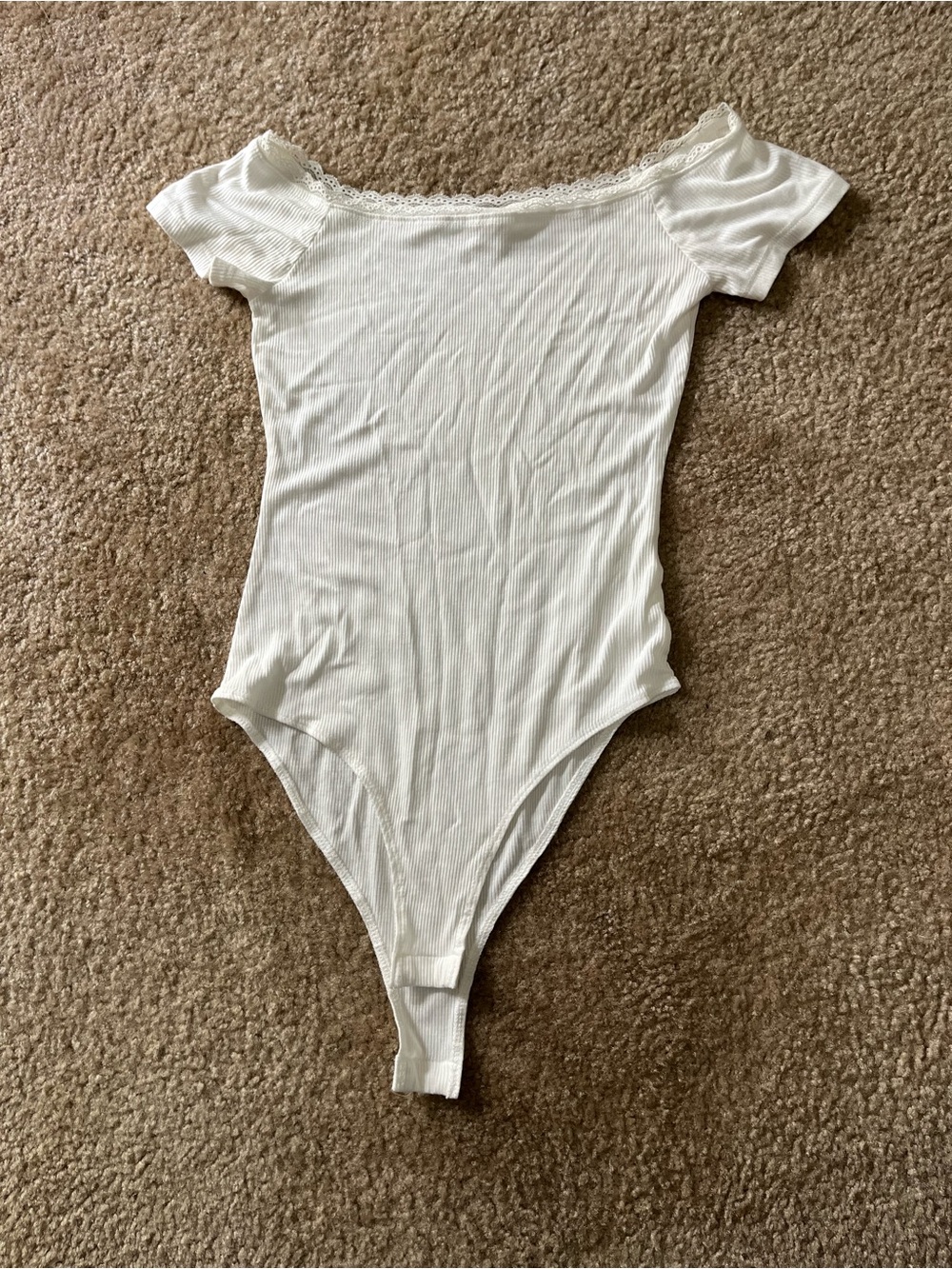 White Ribbed Short-Sleeve Bodysuit